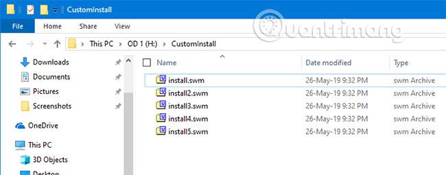 Sådan opdeles Install.wim-fil større end 4 GB