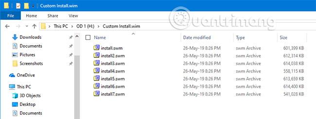 Sådan opdeles Install.wim-fil større end 4 GB