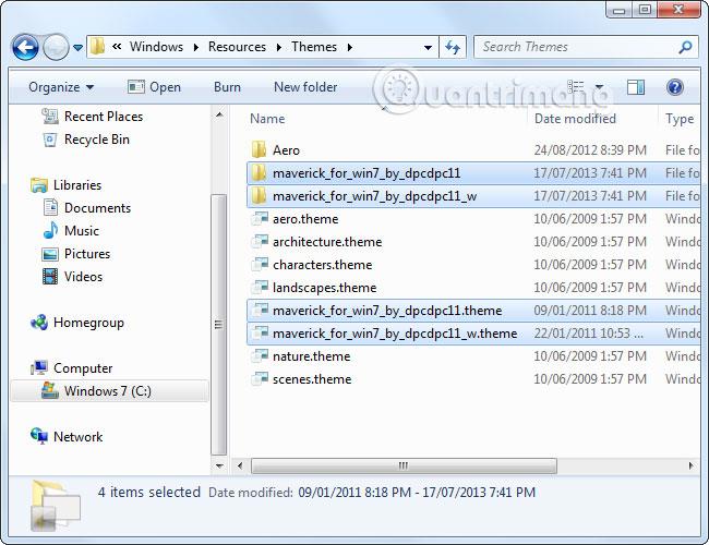 Visual Styles motīvu un pielāgoto motīvu instalēšana sistēmā Windows