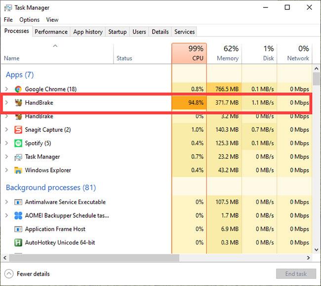 Jak omezit využití procesoru HandBrake ve Windows Jak omezit využití procesoru HandBrake ve Windows