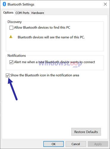 Ako zobraziť chýbajúcu ikonu Bluetooth na paneli úloh systému Windows Ako zobraziť chýbajúcu ikonu Bluetooth na paneli úloh systému Windows