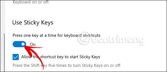 Instruktioner til at tænde/slukke Sticky Keys på Windows