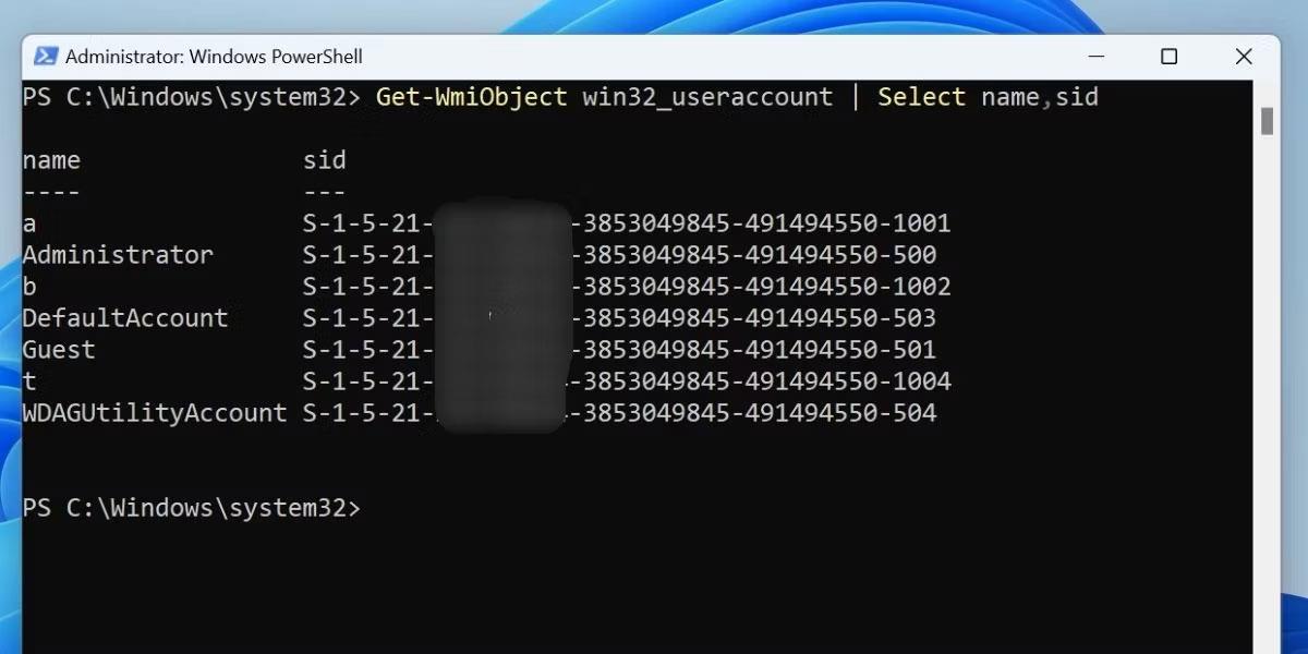 Hvernig á að finna SID (Security Identifier) ​​fyrir notandareikning í Windows