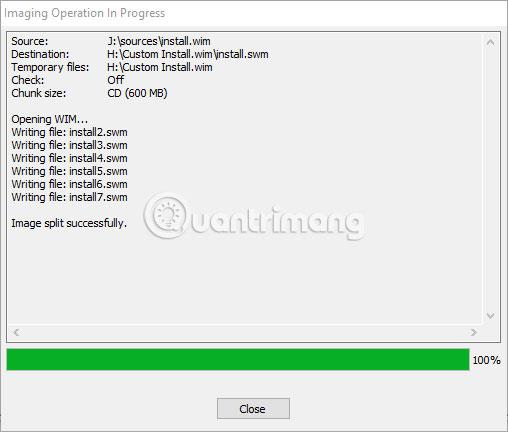 Sådan opdeles Install.wim-fil større end 4 GB
