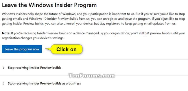 Hvordan forlate Windows Insider Program for å kansellere kontoregistrering Hvordan forlate Windows Insider Program for å kansellere kontoregistrering