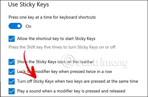Instruktioner til at tænde/slukke Sticky Keys på Windows