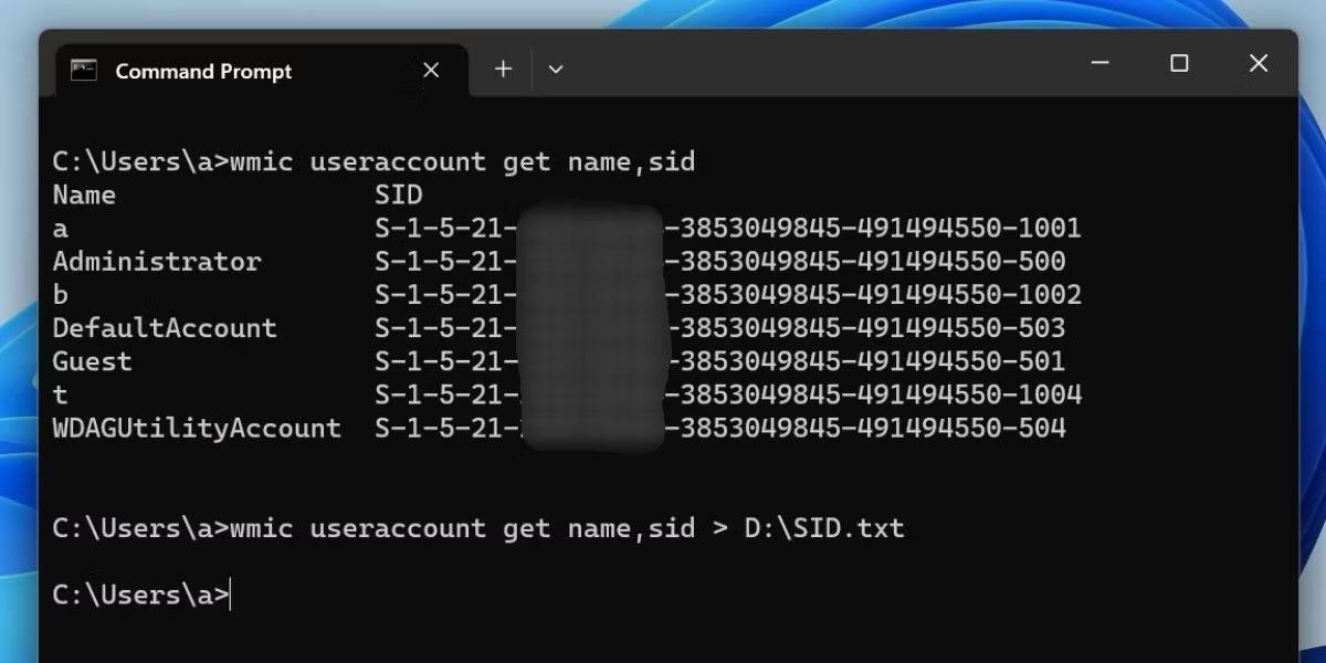 Hvernig á að finna SID (Security Identifier) ​​fyrir notandareikning í Windows
